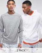 Asos Hoodie/sweatshirt 2 Pack Gray Marl/white Save - Multi
