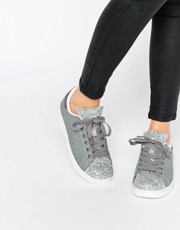 Missguided Glitter Sneakers - Gray