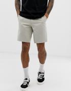 Asos Design Slim Shorts In Stone Peached Cotton - Beige