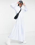 Asos Design Stripe Maxi Shirt Dress With Pephem-multi