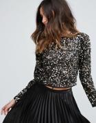 Asos Long Sleeve Top With Scattered Embellishment - Black