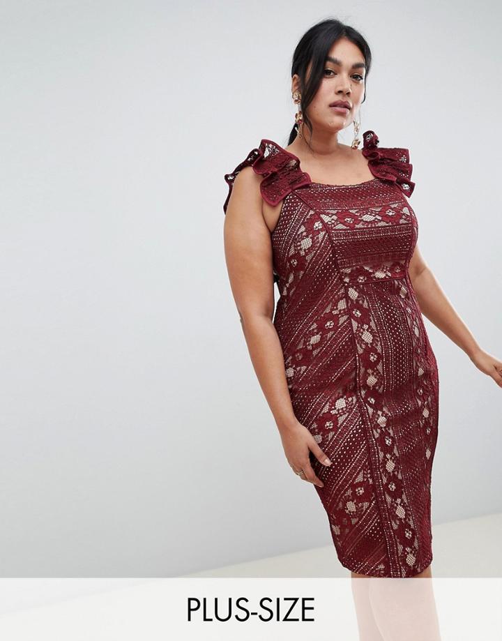 Coast Plus Lace Shift Dress - Red