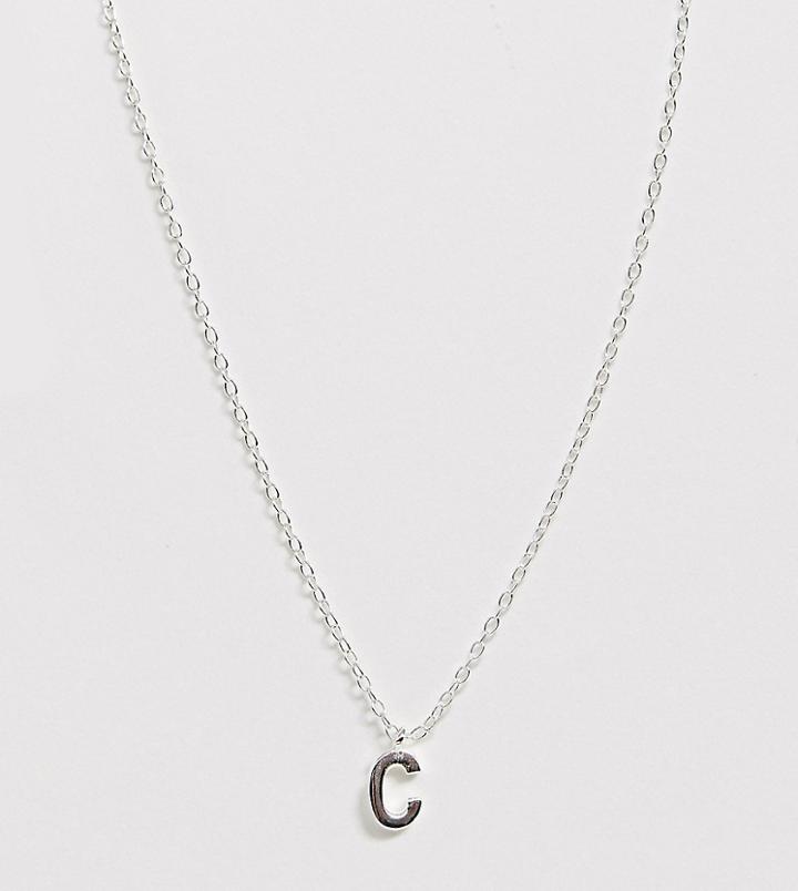 Designb London Sterling Silver C Initial Necklace - Silver