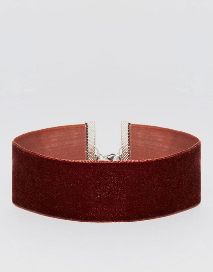 Asos Wide Velvet Choker Necklace - Mink