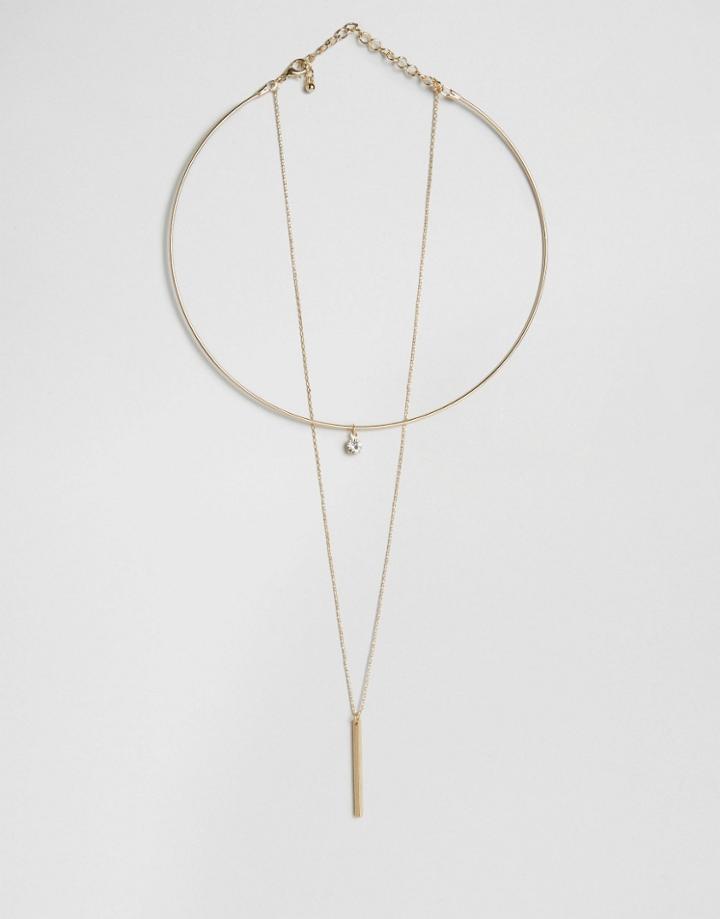 Cara Ny 2 Row Collar Necklace - Gold