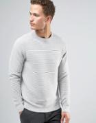 Celio 100% Cotton Knitted Sweater With Horizontal Rib - Gray