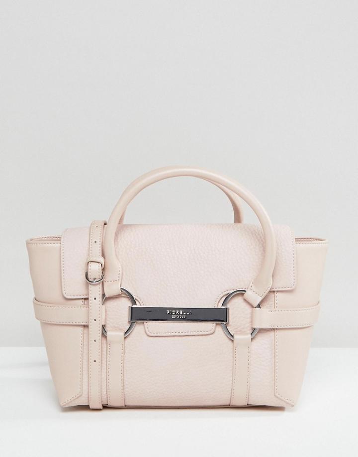 Fiorelli Barbican Mini Foldover Blush Tote Bag With Metal Bar Detail - Pink