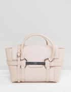 Fiorelli Barbican Mini Foldover Blush Tote Bag With Metal Bar Detail - Pink