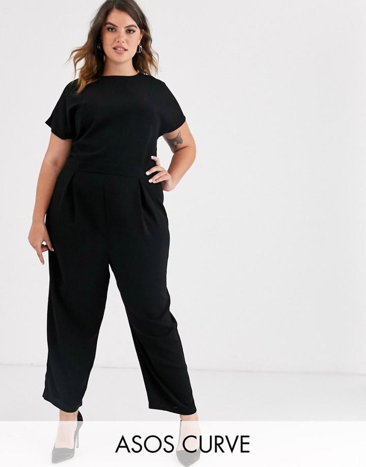 Asos Design Curve Pleated Bodice Jumpsuit - Black