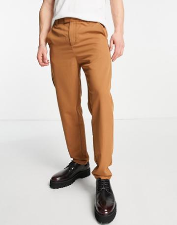 Bando Pleated Tapered Pants-brown