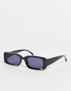 Topshop Slim Rectangle Sunglasses In Black