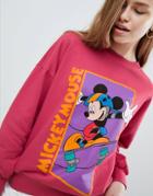 Pull & Bear Mickey Mouse Sweater In Pink - Pink