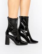 New Look Patent Heeled Ankle Boot - Black