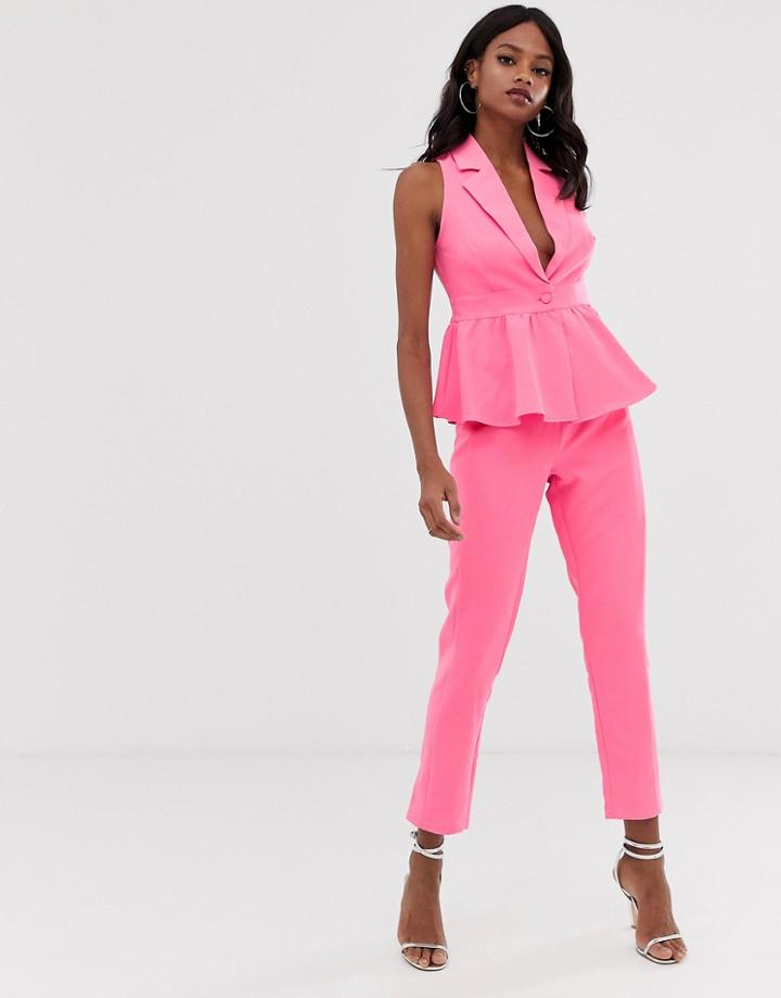 Unique21 Tailored Straight Leg Pants - Pink