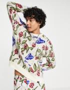 Vintage Supply All-over Spaceship Sweater In Ecru-white