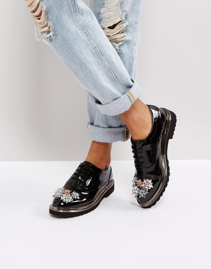 Asos Mayflower Embellished Flat Shoes - Black