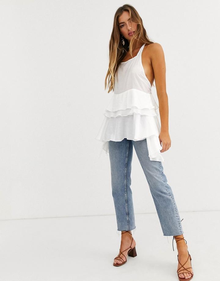 Lost Ink Layered Sleeveless Top-white