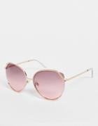 Svnx Oversized Sunglasses With Metal Detail In Gold