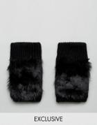My Accessories Gloves With Faux Fur Detail In Black - Black