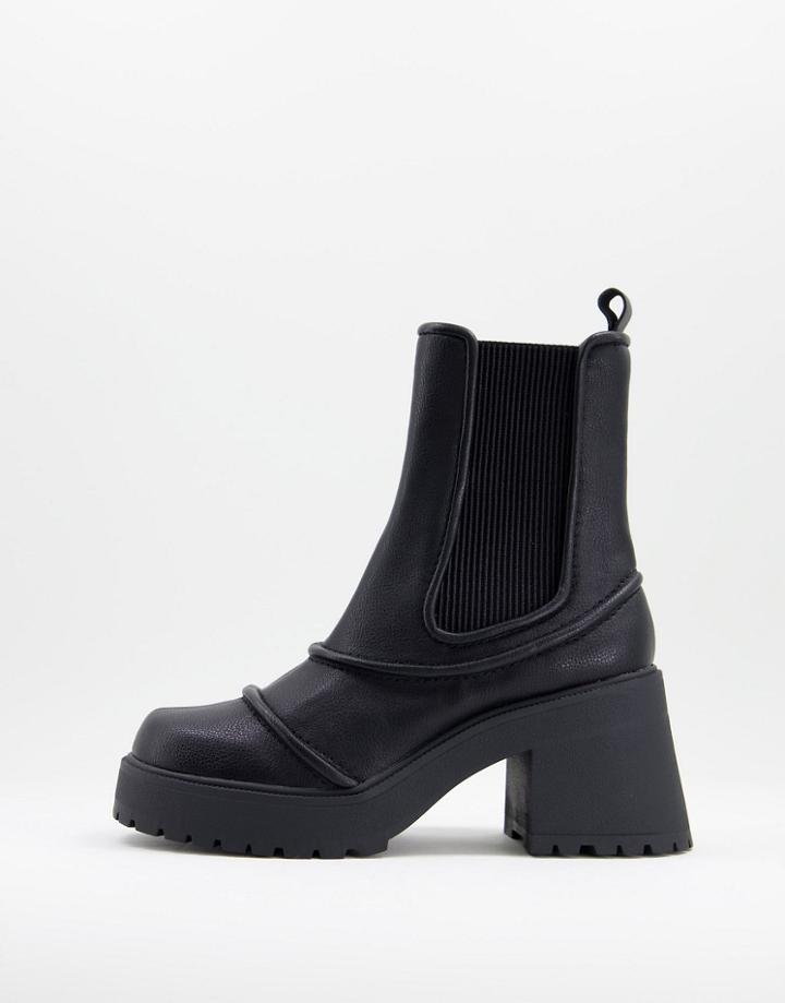 Asos Design Reason Chunky Mid-heel Boots In Black