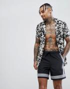 Asos Swim Shorts With Reflective Details In Mid Length - Black