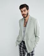 Asos Skinny Double Breasted Blazer In Sage Green - Green