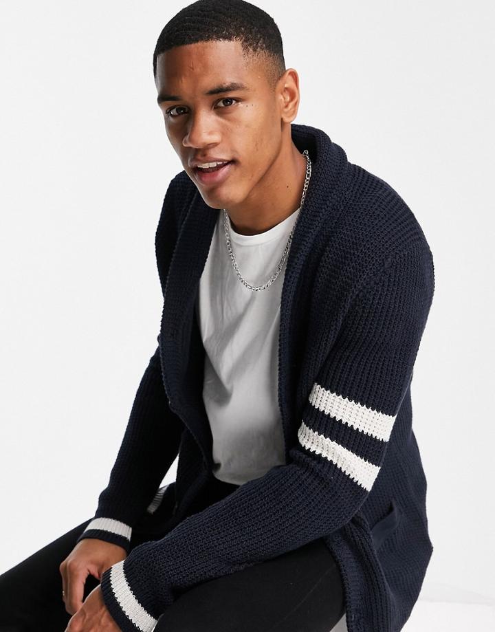 Only & Sons Shawl Cardigan In Navy