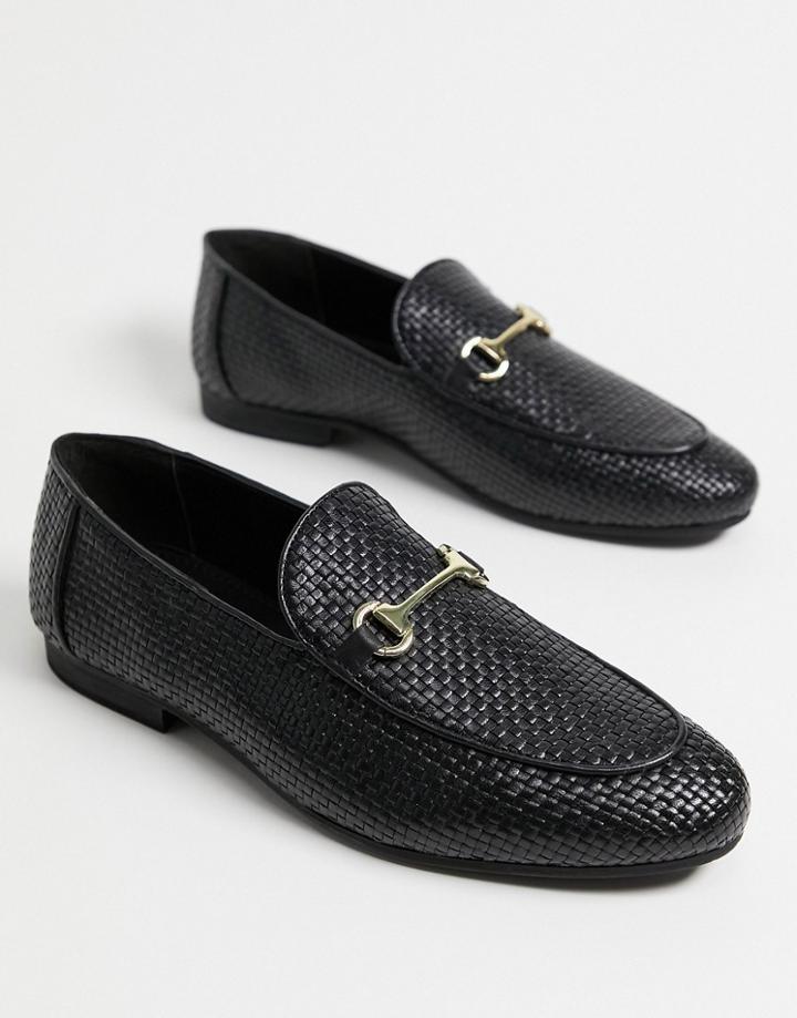 Walk London Jacob Woven Loafers In Black Leather