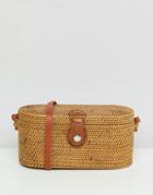 Faithfull Straw And Leather Box Bag - Brown