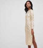 Tfnc Tall Geometric Sequin Bodycon Midi Dress In Multi - Multi