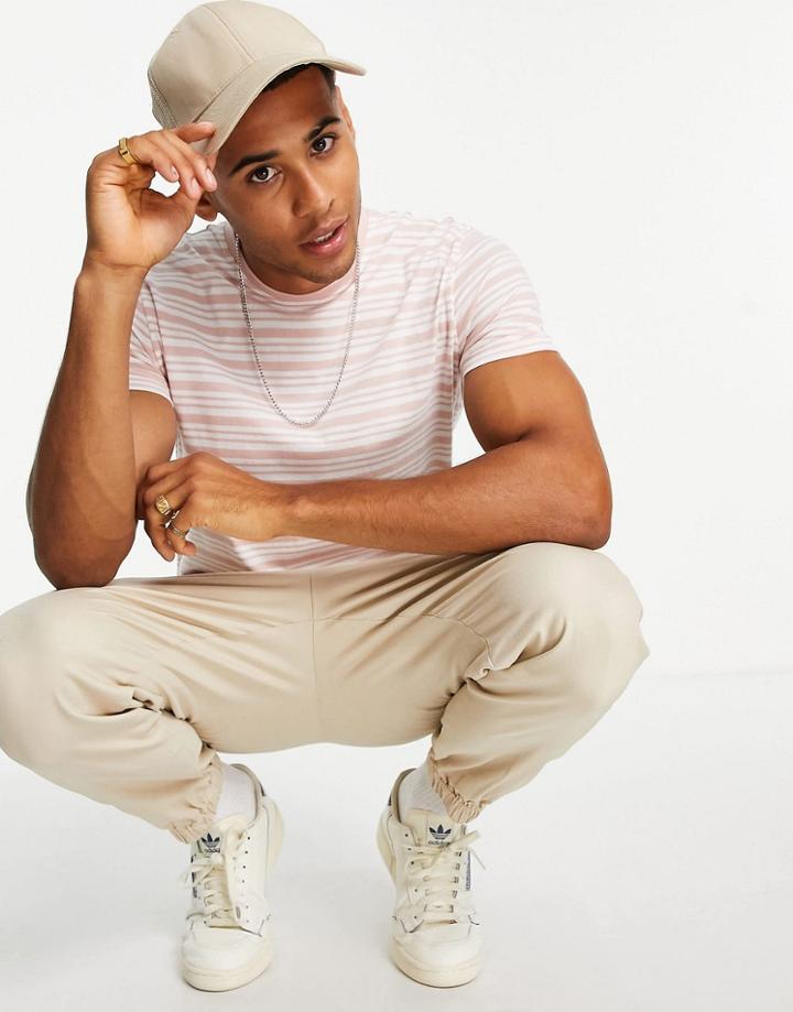 New Look Striped T-shirt In Pink & White