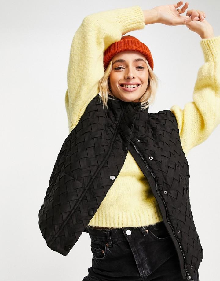 Urban Revivo Woven Detail Vest In Black