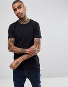 Allsaints Longline T-shirt In Washed Black - Black