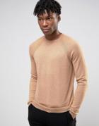 Burton Menswear Crew Neck Sweater - Tan