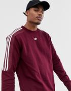Adidas Originals Sweatshirt With Trefoil Logo Print 3 Stripes In Burgundy Fh6883 - Red