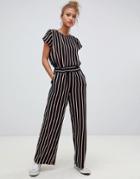 Blend She Nora Stripe Wide Leg Pants - Black