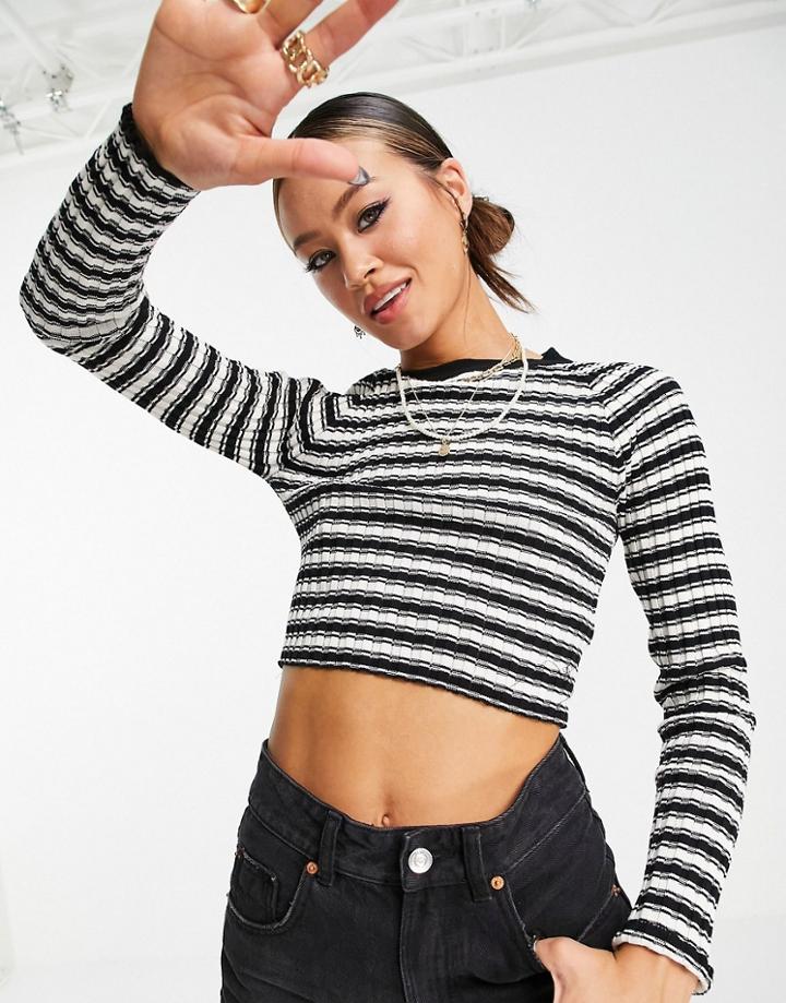 Emory Park Fitted Knitted Top In Stripe-black