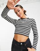 Emory Park Fitted Knitted Top In Stripe-black