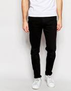 Waven Jeans Valtar Drop Crotch Skinny Tapered Fit True Black Knee Distressing - True Black
