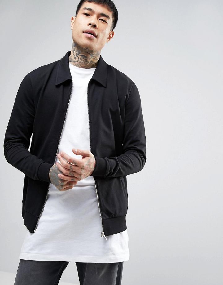 Asos Jersey Muscle Harrington Jacket - Black