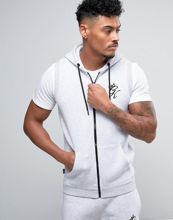 Gym King Sleeveless Muscle Fit Hoodie In Gray - Gray