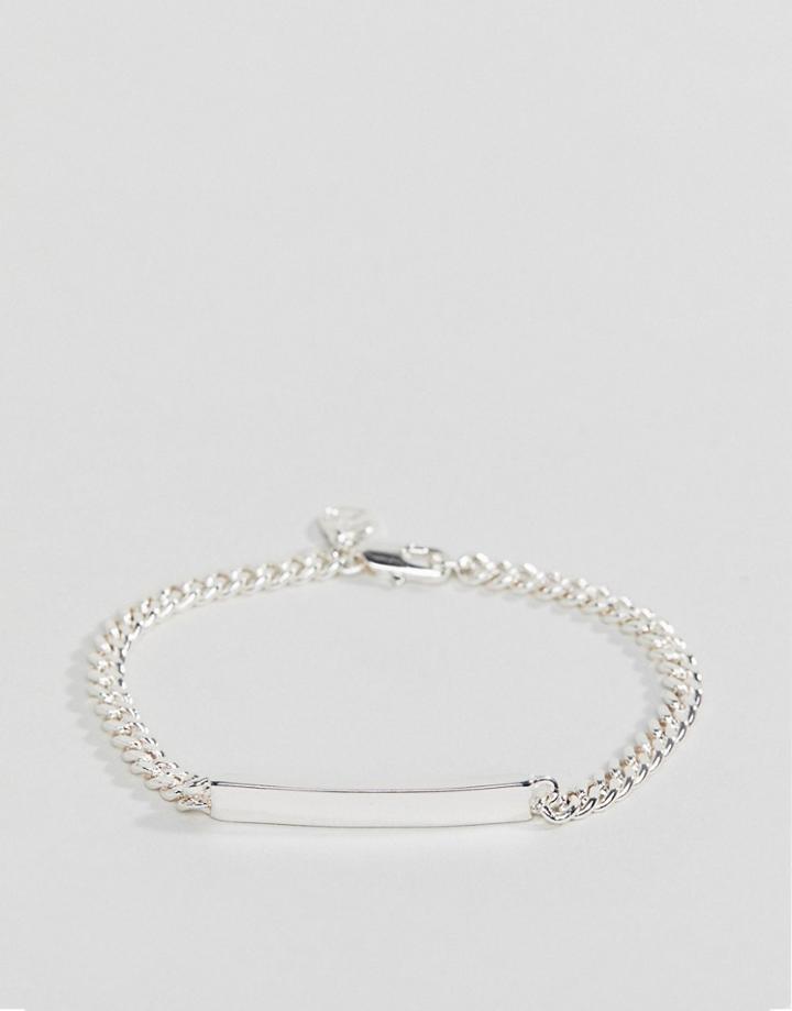 Chained & Able Flat Curb Id Bracelet In Silver - Silver