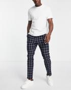 Only & Sons Slim Tapered Smart Pants In Navy Check