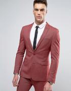 Asos Super Skinny Suit Jacket In Red Twist - Red
