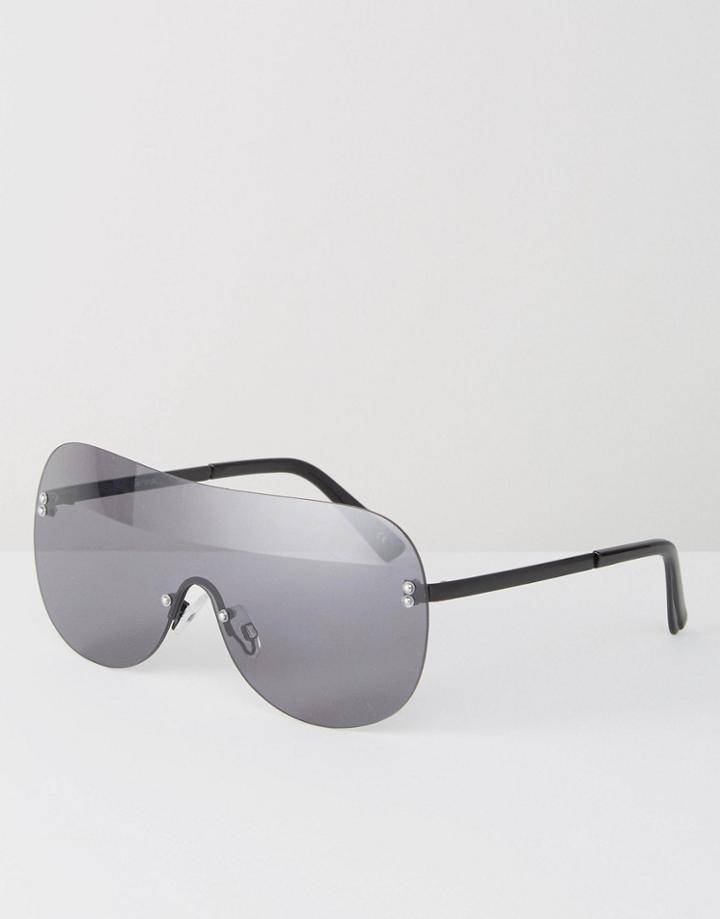 Asos Oversized Smoke Lens Visor With Matt Black Arms - Black