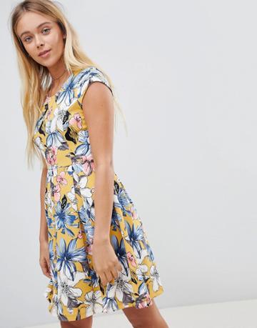 Gilli Floral Skater Dress - Yellow