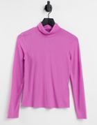 Only Villa Long Sleeve Cropped Roll Neck Sweater In Mauve-purple