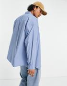 Asos Design Extreme Oversized Dad Shirt In Blue-blues