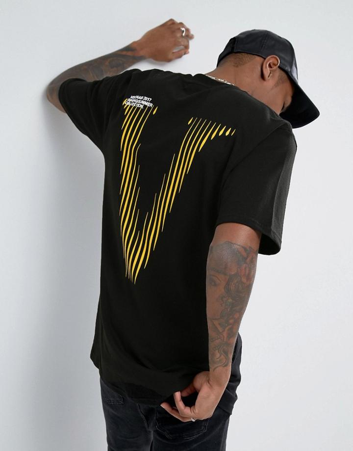 Visionair T-shirt In Black With Back Print - Black