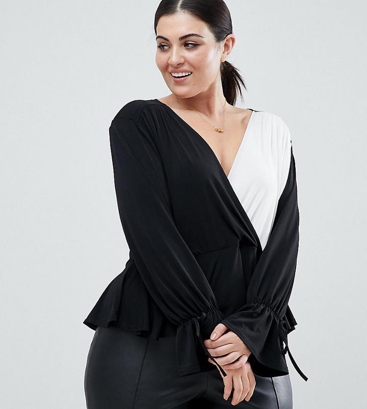 John Zack Plus Wrap Front Blouse - Multi
